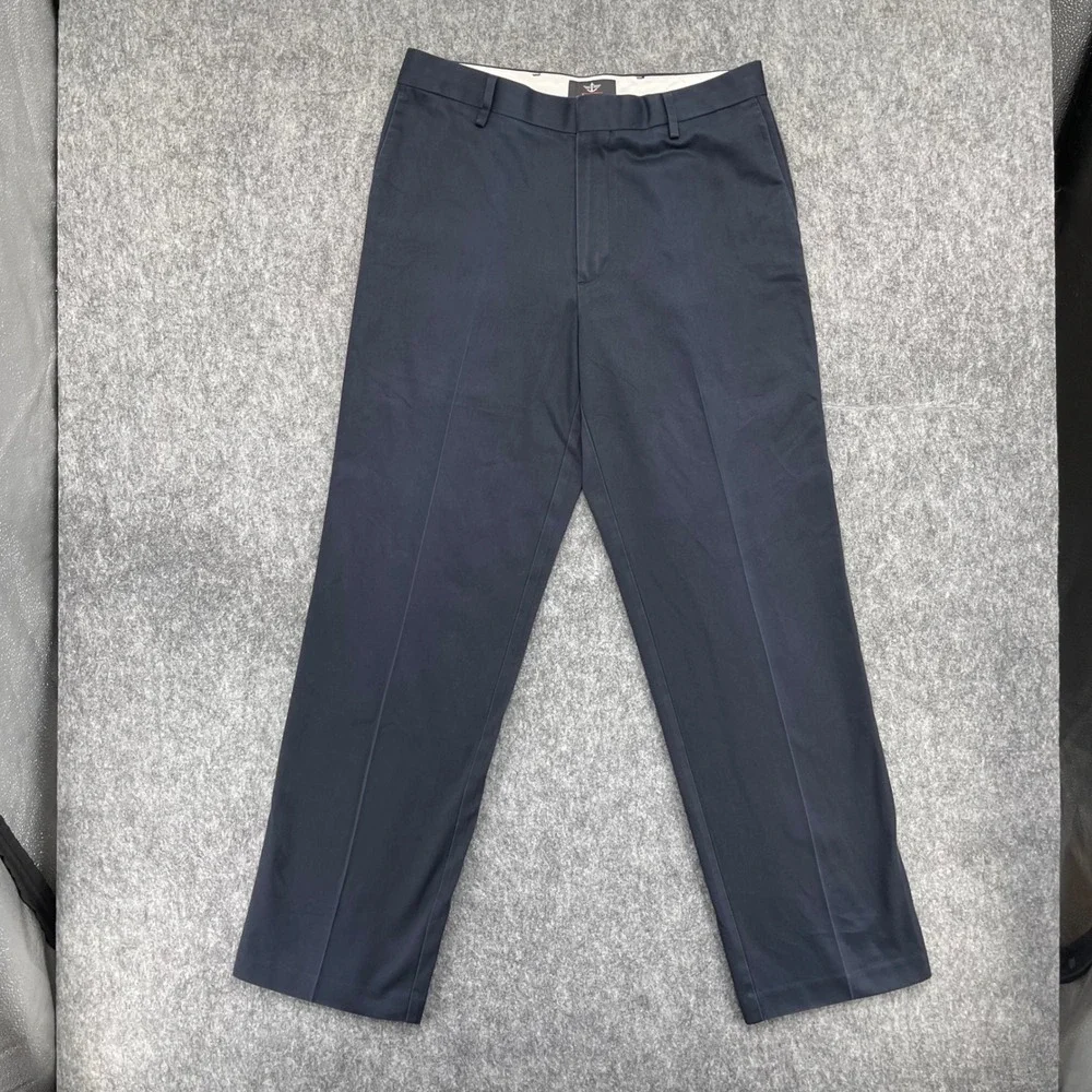Dockers Pants Mens 32x32  Essential Khaki D2 Straight Fit Cotton Chinos Blue